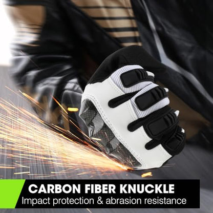 Lightweight Motorcycle Gloves for Men Touchscreen Summer (White / Large)