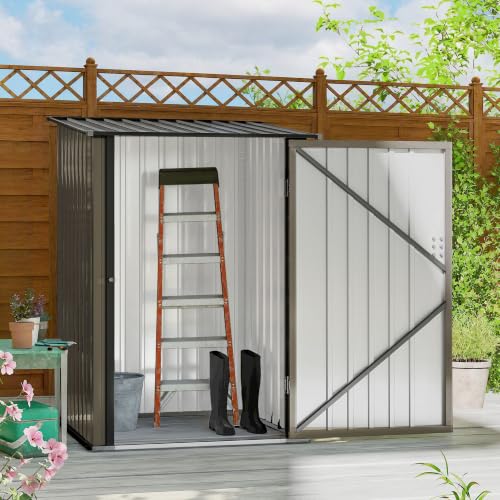 3.3' x 3.4' Outdoor Storage Shed Sloping Roof Lockable Door Brown (Brown / 3.3' x 3.4')