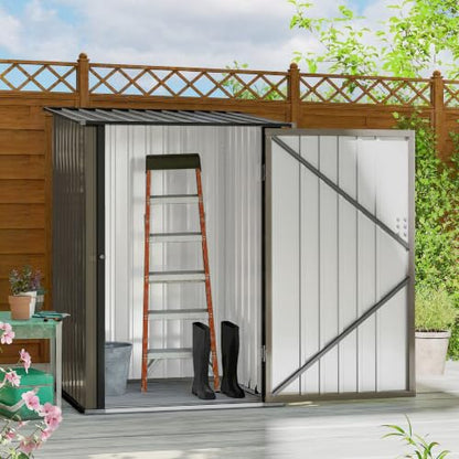 3.3' x 3.4' Outdoor Storage Shed Sloping Roof Lockable Door Brown (Brown / 3.3' x 3.4')