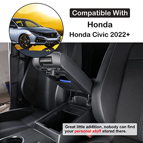 Car Armrest Hidden Storage Box Compatible with Honda Civic 2022 Auto Center Console Handrail Privacy Storage Box Organizer Tray Armrest Storage Box Container Insert Pallet Manager Interior Accessories (for Honda Civic)