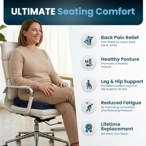 Extra Large Gel & Memory Foam Seat Cushion (Navy Blue / X-Large)