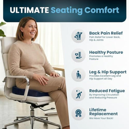 Extra Large Gel & Memory Foam Seat Cushion (Navy Blue / X-Large)