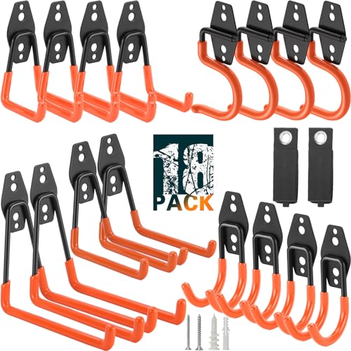 18 Pack Heavy Duty Garage Hooks (18 Pack / Orange 18 pack)