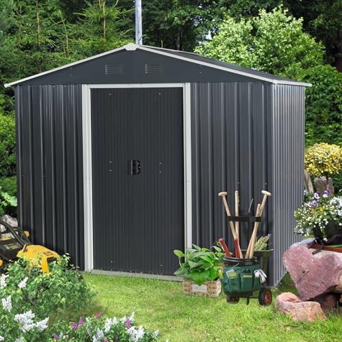 6x8 FT Outdoor Storage Shed (6x8 FT/No Window / Black)