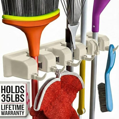 Broom Holder Wall Mount (1 Pack / Beige)
