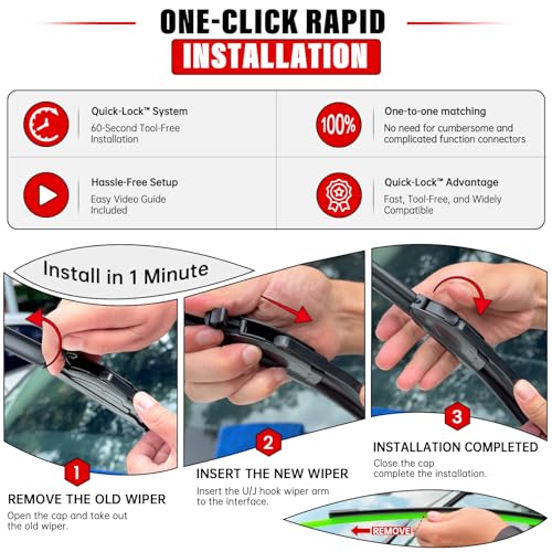 3 Pack Windshield Wiper Blades Replacement for Dodge Durango 2004 (26"/21"/14")