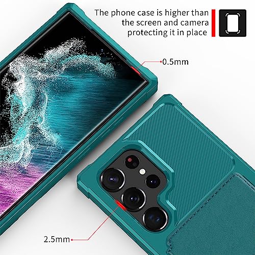 for Samsung Galaxy S22 Ultra Case with Card Holder (Green / Samsung Galaxy S22 Ultra)