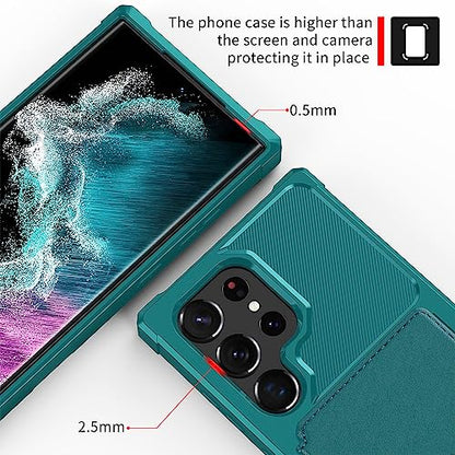 for Samsung Galaxy S22 Ultra Case with Card Holder (Green / Samsung Galaxy S22 Ultra)