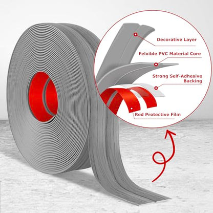 Wall Corner Protector Peel and Stick Corner Trim Molding (2.4 In x 40 Ft / Light Gray Wood)