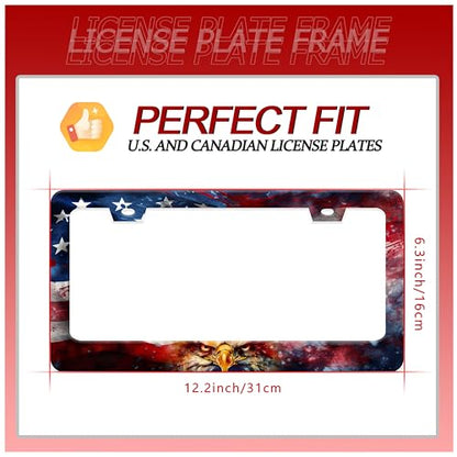 American Flag Eagle Patriotic License Plate Frame Stainless Steel 2 (American Flag Eagle)