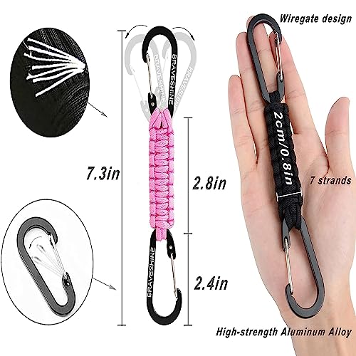 2 Pack Purple Paracord Keychain Hook Carabiner Clips (Purple)