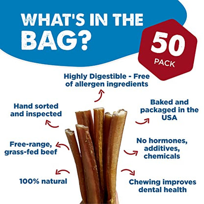 12 Inch Bully Sticks for Dogs (50 Count (Pack of 1))