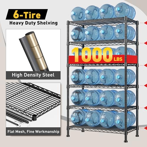 6 Tier Storage Shelves Metal Shelving for Storage Load 1000 LBS (6 Tier-14"D x 24"W x 71"H)