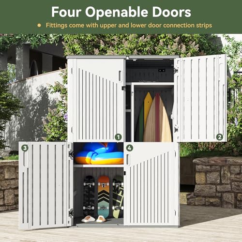 64 Cu.Ft Resin Storage Shed with Metal Shelving Kit & Floor (White / 64 Cu.Ft)