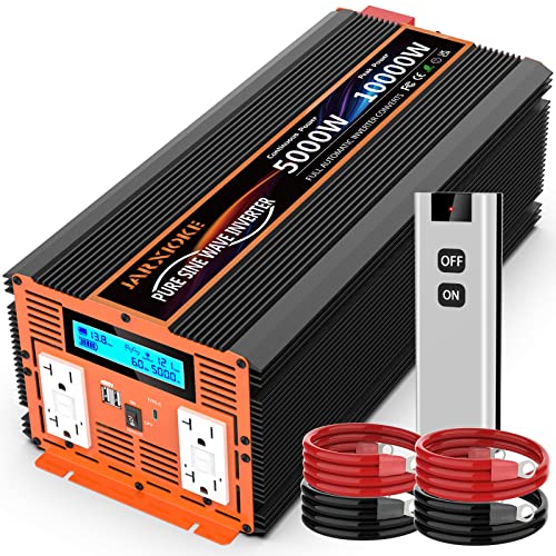 5000W Pure Sine Wave Power Inverter 12V DC to 110V 120V Converter for Family RV Off Grid Solar System Emergency Power Supply (12V-5000W)