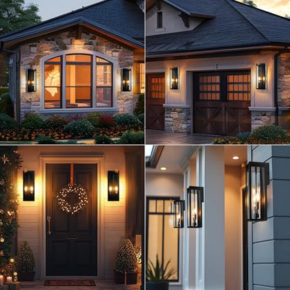 16 Inch Modern Dawn to Dusk Black Outdoor Light Fixtures 2 Pack (Dusk to Dawn)