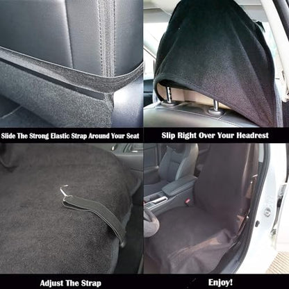 Car Seat Cover Protector Front Seats (2Pcs Front Seat Towel / Black)