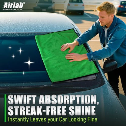 Microfiber Towels Cars Wash Drying Cleaning Cloth (Green & Grey)