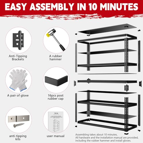 5 Tier Heavy Duty Garage Shelving (72" H x 48" W x 24" D)