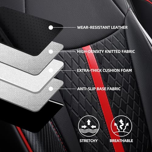 Custom Sienna Seat Covers for 2021 (Black with red Luxe / 8-Seat)