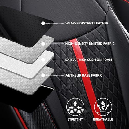 Custom Sienna Seat Covers for 2021 (Black with red Luxe / 8-Seat)