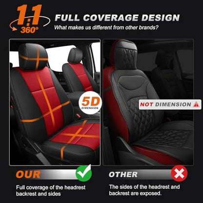 Custom Fit Seat Covers for Ford F150 2015 (Black/Red / 2015-2026 F150 SuperCrew Cab, Full Set)