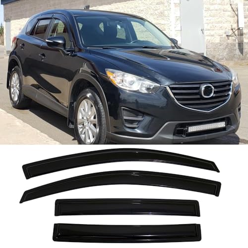 4pcs Window Visors Dark Smoke Rain Guards for 2013 (2013-2016 Mazda CX5(Dark Smoke))