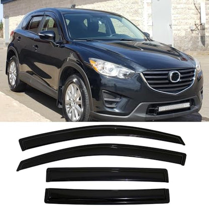 4pcs Window Visors Dark Smoke Rain Guards for 2013 (2013-2016 Mazda CX5(Dark Smoke))