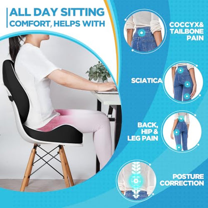 Seat Cushion & Lumbar Support Pillow for Office Chair (Tq27_ls46-black)