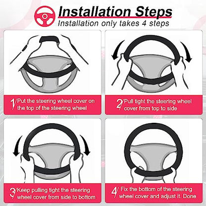 Elastic Stretch Steering Wheel Cover (Rose Red)