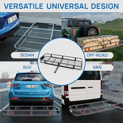 60''X 20''X6'' Folding Hitch Mount Cargo Carrier Basket with Stablizer (60''X 20''X6'')