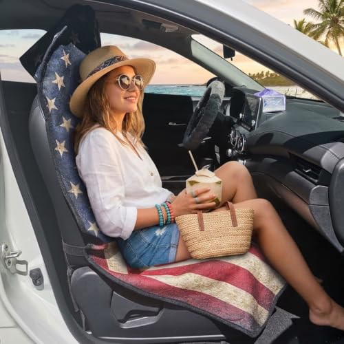 Car Seat Cover Protector Front Seats (2Pcs Front Seat Towel / American Flag)