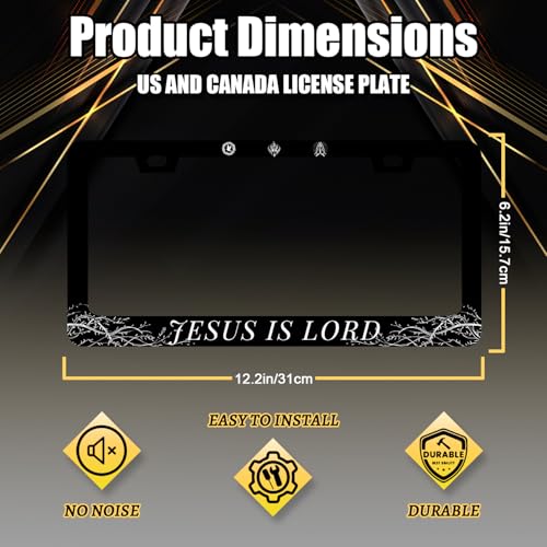 Jesus is Lord Stainless Steel Christian License Plate Frame 12.2 x 6.2 Inch (Jesus is Lord 01)
