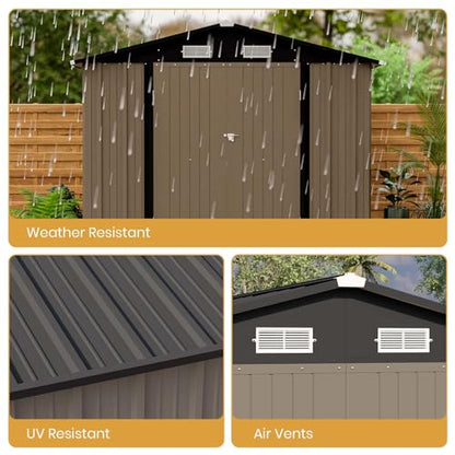 8x12 FT Outdoor Storage Shed (Brown / 8x12 FT)