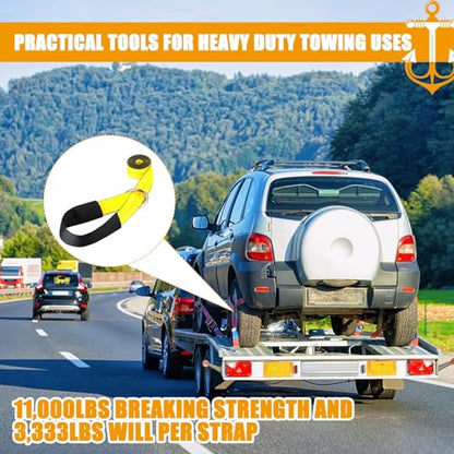 8 Pack 2" x 10ft Lasso Tow Truck Straps with D Ring 11 (2" X 10 ft / Yellow)