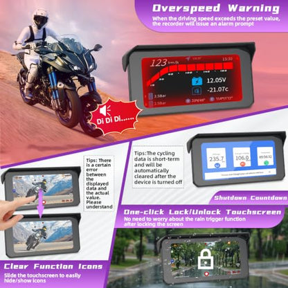 Dual 2K Wireless Carplay Motorcycle Dash Camera (CS6)