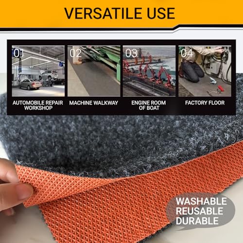 Oil Car Mat for Garage Floor Large 8MM Thick Heavy Duty Rubber Back (98"L x 79"W x 0.3"Th)