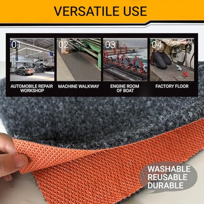 Oil Car Mat for Garage Floor Large 8MM Thick Heavy Duty Rubber Back (98"L x 79"W x 0.3"Th)