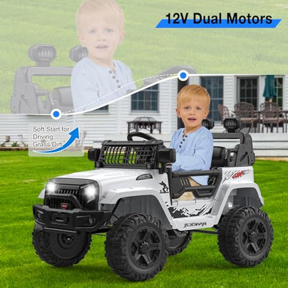 12V Kids Electric Ride On Truck Car w (White)