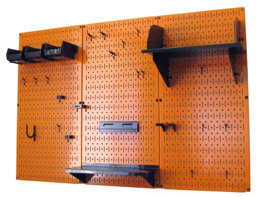4 ft Metal Pegboard Standard Tool Storage Kit with Orange Toolboard and Black Accessories (Orange)