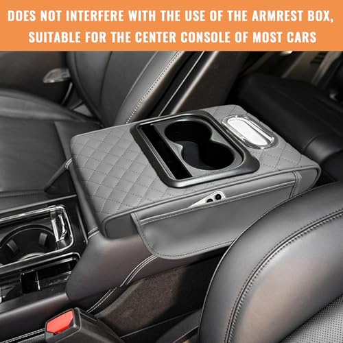 Car Center Console Armrest Pillow (Embroidered / Gray)