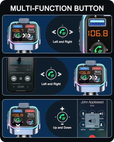 Bluetooth 5.3 FM Transmitter (Colorful-48W)