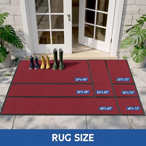 Front Door Mat (2' x 6' (Rectangular) / Red-stripe)