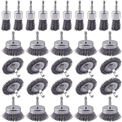 30 Pack Carbon Steel Wire Wheel Brush Cup Brush for Rust Removal