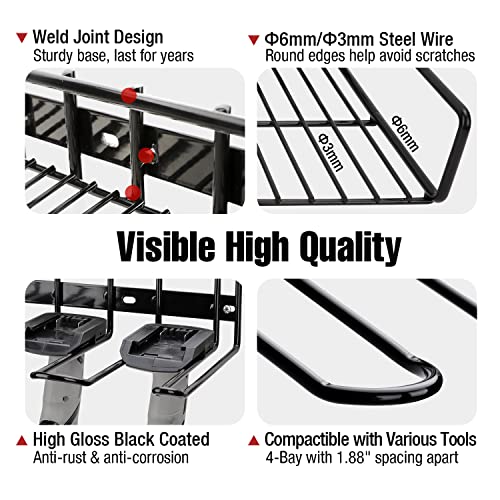 Wall Mounted Power Tool Organizer Holder (Drill Rack & Shelf 2-in-1)