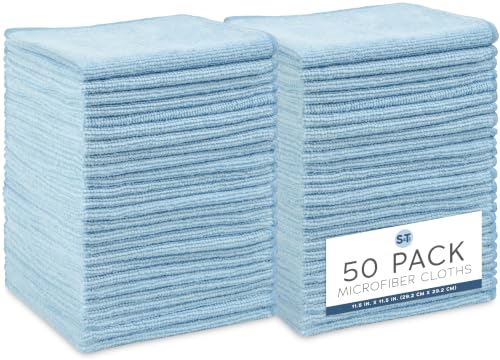 Microfiber Cleaning Cloth (Blue / 50 Pack)