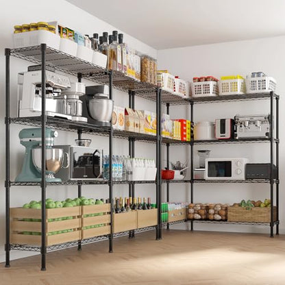 58" W Storage Shelves 1220LBS Heavy Duty Metal Shelving (Black / 58"W × 13.8"D × 59"H)