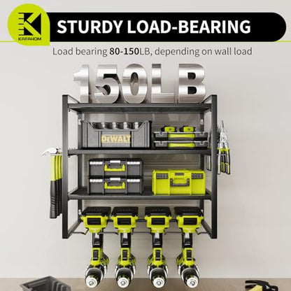 Power Tool Organizer (4-Layer 4-Drill / 4 Cordless Drills Black)