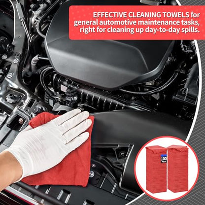 Shop Towels Rags (Red / 100 Pack)