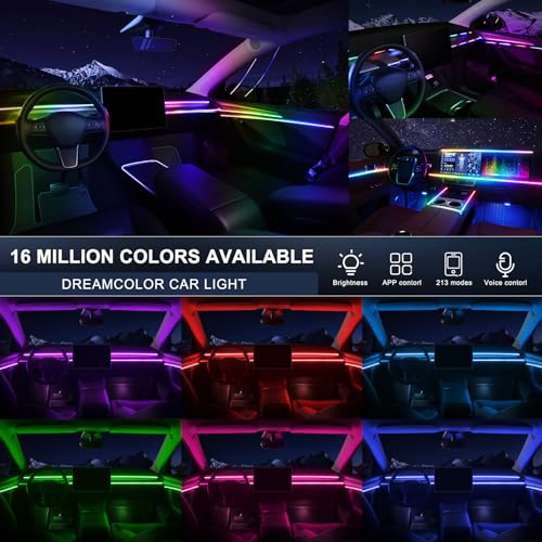 Acrylic Interior Car LED Strip Light with Wireless APP (Dreamcolor 10 Lights)